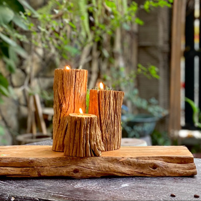 Chân đế nên gỗ lũa trang trí giáng sinh - noel - xmas