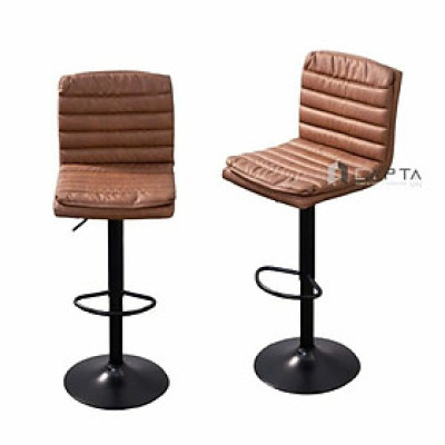 Ghế quầy bar nệm dày nhập khẩu CB2306A-P Nội thất CAPTA Ghế đảo bếp tăng giảm có tựa nệm giả da pvc dễ vệ sinh chân sắt sơn đen Bar chair hcm