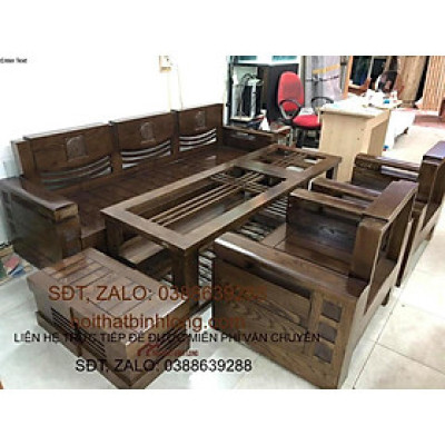 Bàn ghế Phòng Khách bộ đối gỗ sồi phun màu óc chó mẫu 95