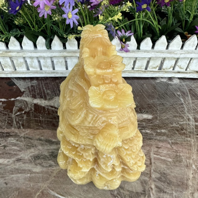 Tượng Long Quy, Rùa đầu Rồng phong thủy đá ngọc hoàng long đặt bàn thờ thần tài, bàn làm việc - Dài 20 cm