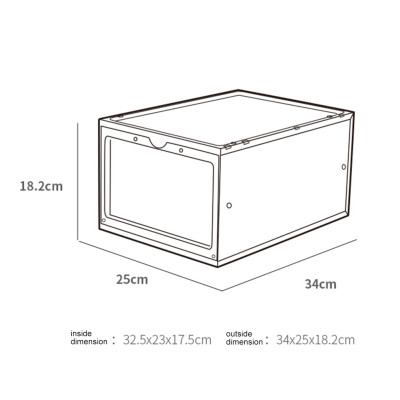 1 HỘP ĐỰNG GIÀY NHỰA CỨNG CAO CẤP -NẮP TRONG SUỐT TÍCH HỢP NAM CHÂM HÍT-MÀU ĐEN