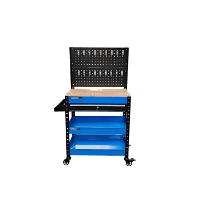XE ĐẨY DỤNG CỤ 1 NGĂN KÉO CÓ MẶT BÀN GỖ VÀ TẤM TREO