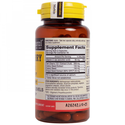 Viên Uống Hỗ Trợ Bệnh Gout Mason Natural Tart Cherry – Giúp Giảm Acid Uric Trong Máu (Hộp 90 viên)