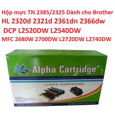Hộp mực TN 2385/2325 Dành cho Brother HL L2300D L2305W L2320D L2340DW L2360DW 2321d 2361dn 2366dw L2380DW DCP-L2520DW L2540DW MFC-L2680W L2700DW L2705DW L2707DW L2720DW L2740DW CÓ LỔ ĐỔ MỰC Hàng Chính Hãng Alpha Cartridge