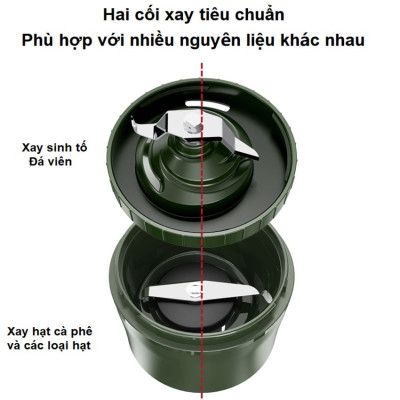 Máy xay hạt cà phê, sinh tố và đá viên cầm tay dùng pin thương hiệu Mỹ HiBREW G2 cao cấp - Hàng Nhập Khẩu