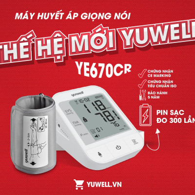[ CÓ GIỌNG NÓI ] Máy Đo Huyết Áp Pin Sạc Yuwell YE670CR - Nhập khẩu chính hãng