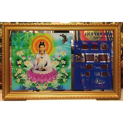 Tranh đồng hồ vạn niên Phật Bà Quan Âm - 35640
