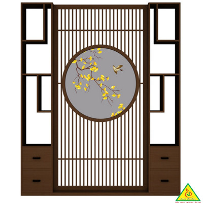 Vách ngăn phòng khách, vách ngăn tủ kệ bằng gỗ 4VTK16 - Nội thất lắp ráp Viendong adv