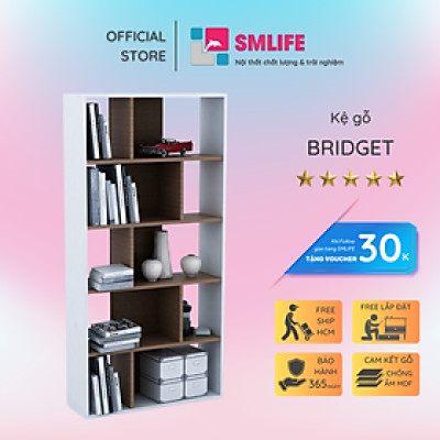 Giá sách bằng gỗ kiểu dáng tiện dụng SMLIFE Bridget