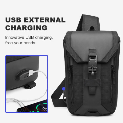 Túi xách messenger OZUKO đeo chéo vai và ngực nhiều lớp không thấm nước cho nam