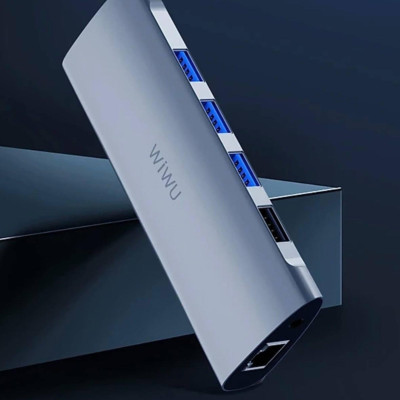 Hub Chuyển Đa Năng WIWU Alpha 11 In 1 USB-C A11 Đầu Ra HDMI 4K, Hỗ Trợ Sạc PD - Hàng Chính Hãng