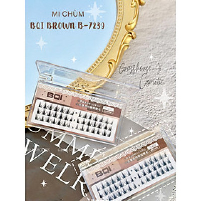 Lông mi giả trong suốt BQI nâu B-7239 mô phỏng lông mi tự nhiên từng đoạn rời sợi đơn siêu mịn 