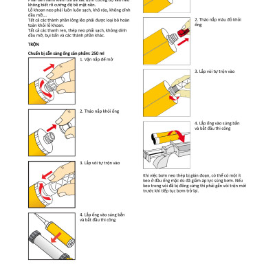 Keo neo thép chịu lực, cấy sắt hai thành phần gốc Epoxy - Sika AnchorFix - 3001 (tuýp 600ml)