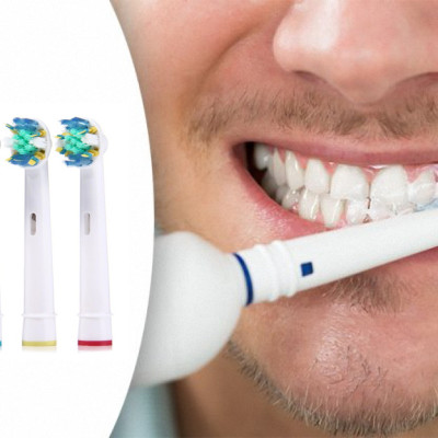 Cho máy Oral B Braun, bộ 4 Đầu Bàn Chải đánh răng điện thay thế MIHOCO EB25-P New Floss Action, đánh tan mảng bám, cao răng, làm sạch vết ố