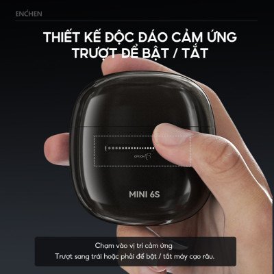 Máy cạo râu Enchen Mini 6s, Cạo râu khô & ướt nút cảm ứng, Đầu cạo nổi 28 lưỡi dao kép tự mài - Hàng chính hãng