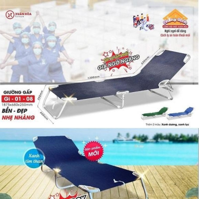 Giường bạt gấp Gi-01-08 Xuân Hòa sử dụng trong văn phòng nghỉ trưa giao màu ngẫu nhiên