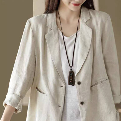 Áo vest blazer khoác nhẹ Linen dài tay  cổ ve vuông phong cách công sở Haint Boutique Bz10