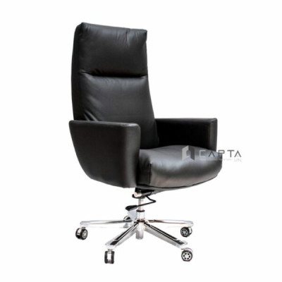 Ghế làm việc nệm PU mềm CM4607-P Nội thất Capta Ghế văn phòng ngả lưng 3 cấp nệm PU dày đen và xám hiện đại nhập khẩu chân thép xoay cao cấp offical chair hcm