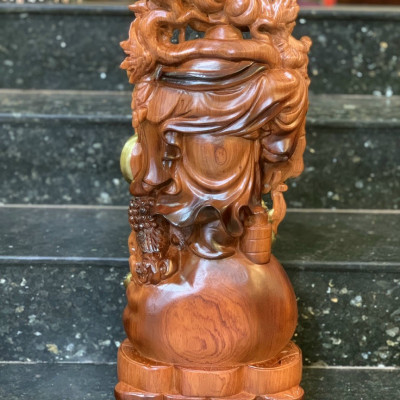 Tượng phật di lặc ngũ phúc bằng gỗ hương đá ,Tô làm mầu giả cổ kt 60×24×14cm