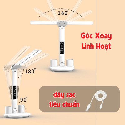 Đèn Học Chống Cận, Đèn Bàn Học 3 Màu, Chỉnh Độ Sáng, Có Đồng Hồ Phù Hợp Mọi Lứa Tuổi