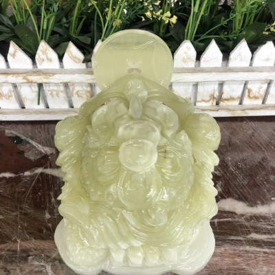 Tượng Cóc Ba Chân, Cóc Ngậm Tiền, Thiềm Thừ phong thủy chiêu tài lộc đá ngọc Onyx - Dài 13 cm