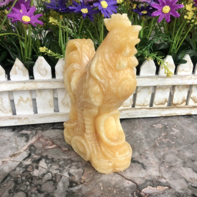 Tượng con gà giáp phong thủy đá ngọc hoàng long trang trí bàn làm việc - Cao 15 cm