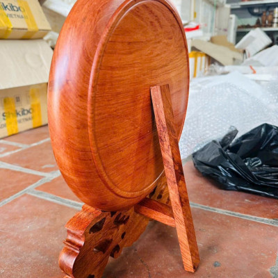 Đĩa điêu khắc chân dung bác hồ bằng gỗ hương đá kt mặt tròn 30×3cm 