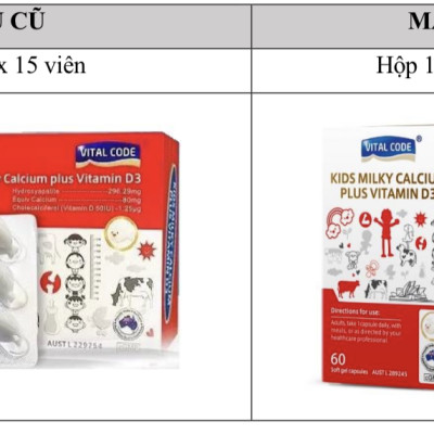 Viên uống canxi và vitamin VITAL CODE KIDS MILKY CALCIUM PLUS VITAMIN D3  - Nhâp Khẩu Úc - Hộp 60 viên