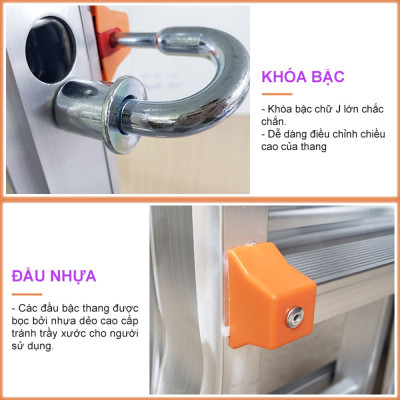Thang nhôm trượt, gấp đa năng, Nhiều tư thế sử dụng, Hợp kim nhôm bền bỉ - Hàng chính hãng NIKITA AM