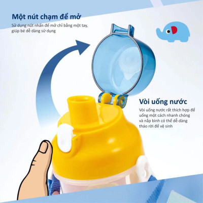 Bình nước cho bé từ 2 tuổi KU.KU Duckbill nhựa PP cao cấp 500ml ku5602a