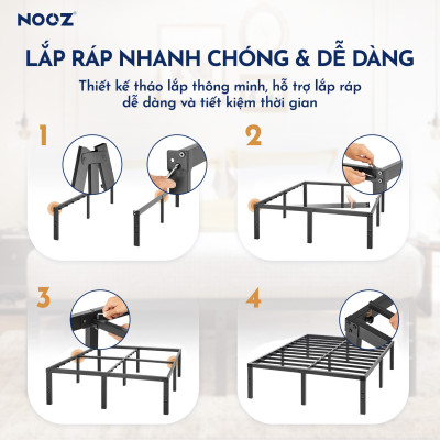 Giường Sắt NOOZ Chịu Lực Cao Thiết Kế Hiện Đại Dễ Lắp Ráp NOOZ Home Goods Metal Platform Bed Frame