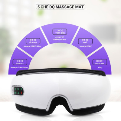 Máy Massage Mắt  [Cao Cấp] 3 Tính Năng Nhiệt – Rung – Khí Nén, Massage Vùng Thái Dương, Giảm Nhức Mỏi, Thâm Mắt