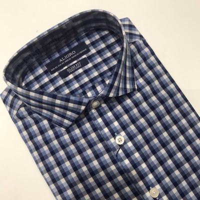 Áo sơ mi nam dài tay ALIGRO chất liệu bamboo cao cấp mềm mịn, kháng khuẩn, chống tia UV kẻ caro xanh ALGS215