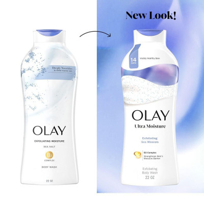 Sữa Tắm Tẩy Tế Bào Da Olay Exfoliating Moisture Sea Salts Hạt Muối Biển 650ml