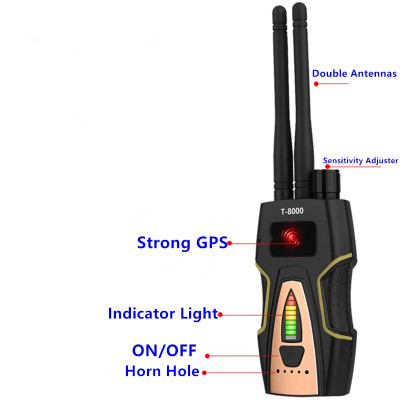 ROGTZ - Máy Phát Hiện Camera Mini, Thiết Bị Nghe Trôm, Định Vị G.P.S T-8000 RF Detector - Hàng Chính Hãng