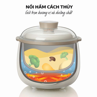 (Model 2025) Nồi Nấu Chậm Đa Năng SEKA SK6132 Nồi Nấu Cháo, Ninh Hầm Hấp 0.8L Hàng Chính Hãng