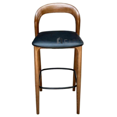Ghế bar gỗ ash CB NEVA-65W Nội thất Capta Ghế đảo bếp gỗ kiểu dáng sắt xảo cao 65 cm có nệm da pvc màu đen hiện đại tại HCM
