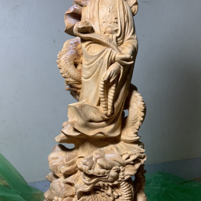 Tượng mẹ quan âm bồ tát cưỡi rồng bằng ngọc am thơm nức kt cao 40x14,5x11cm 