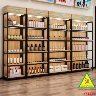 Kệ trưng bày sản phẩm, hàng hóa , kệ trang trí khung sắt mặt gỗ KST429 - NỘI THẤT LẮP RÁP VIENDONGADV