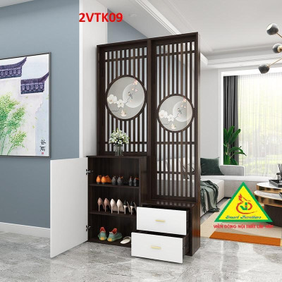 Tủ kệ trang trí kiêm vách ngăn phòng khách , nhà bếp 2VTK09 - Nội thất lắp ráp Viendong Adv