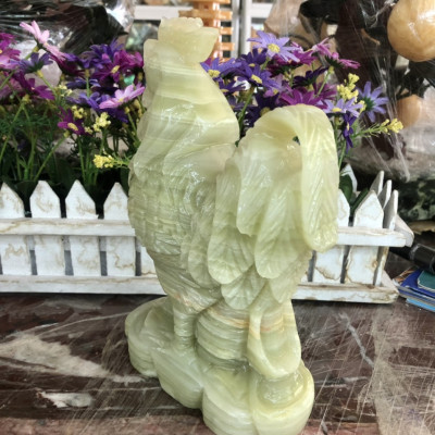 Tượng con Gà giáp phong thủy đá ngọc Onyx - Dài 20 cm