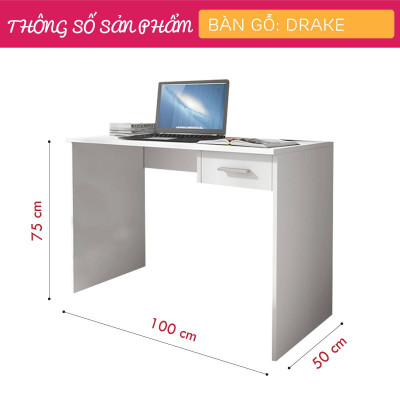 Bàn liền giá sách bằng gỗ công nghiệp SMLIFE Drake