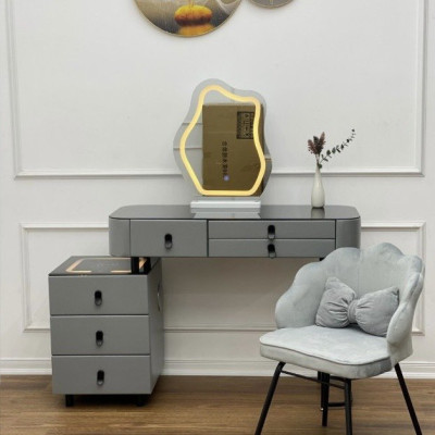 Bàn trang điểm BN Tundo bọc da mặt kính gương led cảm ứng