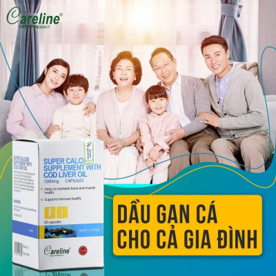 Viên Uống Bổ Sung Canxi & Omega 3 Careline Super Calcium Supplement With Cod Liver Oil 60 Viên/Hộp