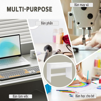 Bàn Gỗ Đơn Giản Kèm Ngăn Kéo Màu Trắng Thương Hiệu SIB Decor BLV92