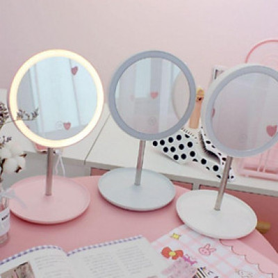 GƯƠNG TRANG ĐIỂM ĐỂ BÀN CÓ LED DÁNG TRÒN