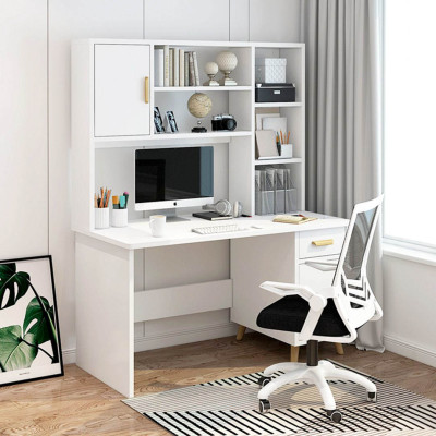 Bàn Học Bằng Gỗ MDF Liền Giá Sách SMLIFE Doron