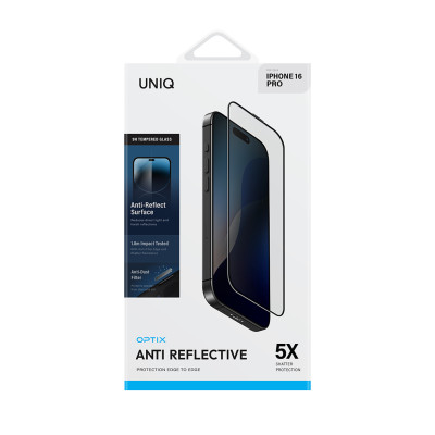 Kính Cường Lực UNIQ OPTIX ANTI REFLECTION Cho iPhone 16 Pro Max Được Phủ Lớp Chống Phản Chiếu Ánh Sáng Hàng Chính Hãng