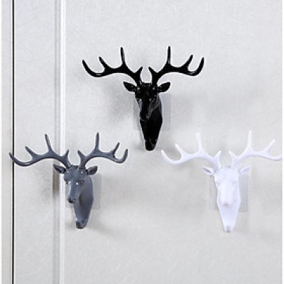 Móc dán tường treo đồ đa năng treo quần áo mũ chìa khóa decor trang trí nhà cửa hình đầu nai sừng hươu (GIAO MÀU NGẪU NHIÊN)