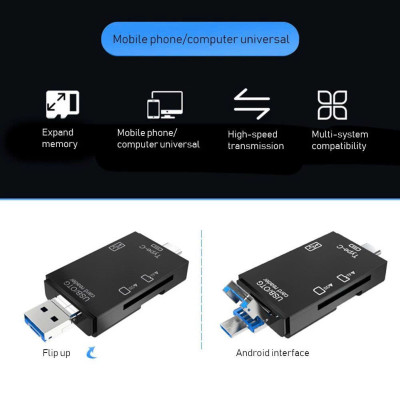 Đầu đọc thẻ nhớ SD, TF chân Type C, USB 3.0 Micro USB / U / Type C / TF / SD Cho Điện Thoại / Laptop - Hàng Nhập Khẩu